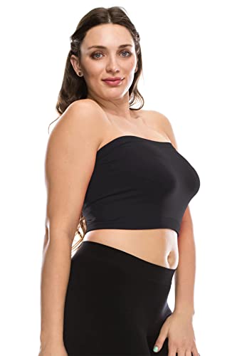 Kurve Women's Plus Size Bandeau - Basic Strapless Seamless Stretchy Tube Top, UV Protective Fabric UPF 50+ (Made in USA)2