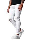 Taschen vorne und hinten OZONEE Herren Jeans Hose Herrenjeans Jeanshose Skinny Röhrenjeans Biker Stretch Regular Slim Fit Straight Sportjeans Herrenhose Denim Baumwolle Baumwollmischung E/5391Z/01 WEIß 32