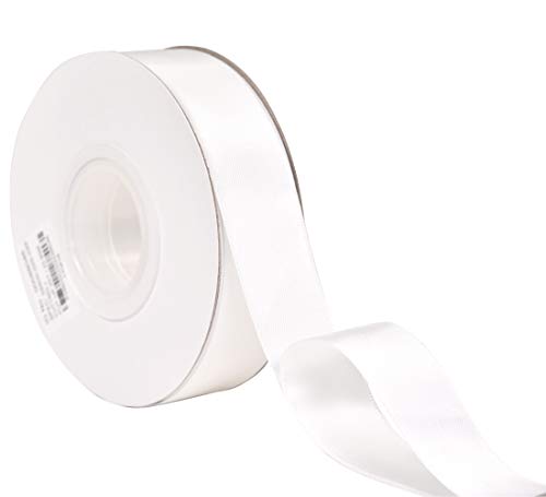 Yama Double Face Satin Ribbon - 1 Inch 25 Yards For Gift Package Wrapping,Floral Design,Hair Bow Clip Making,Crafting,Sewing,Wedding Decor,White #TOP1