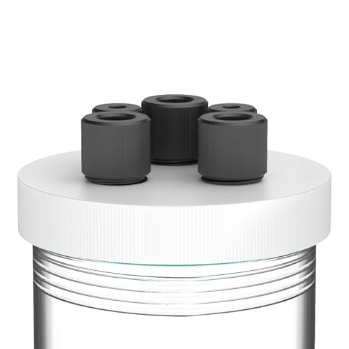 stonylab Single Chamber Electrolytic Cell, Borosilicate Glass Sealed Electrolytic Cell Electrochemical Cell Kit Reactor Electrolyzer with 5-Hole PTFE Lid, No Electrode Included, 50 ml