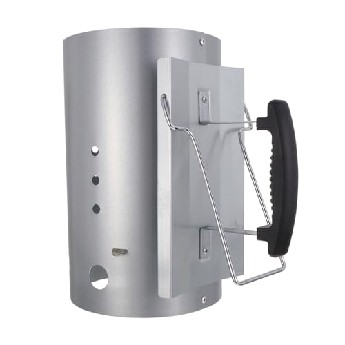 SUPVOX Ciminiera per Accensione Carbonella Barbecue Esterno Manico in Nylon Antiscottatura per Grill e Stufa Carbonella