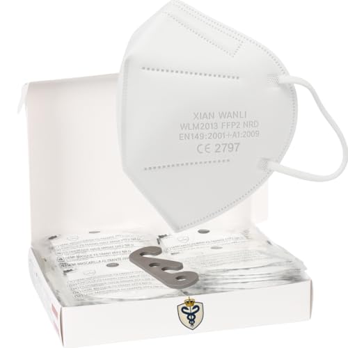 50 Mascherine FFP2 Bianche Certificate CE 2797 – 5 Strati,...