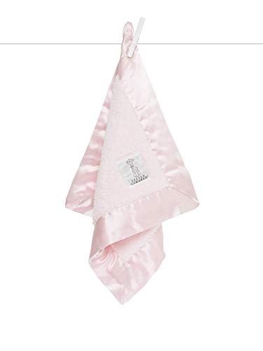 Image of Little Giraffe Baby Blanket - Blanky - Soft Blanket with Satin Trim - Baby Stroller Blanket - Newborn Baby Essentials & Baby Gifts - 17 x 17 - Pink