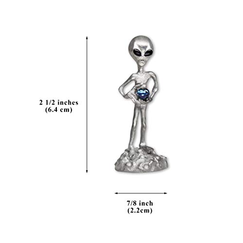 Estatua de Metal Real Alienígena UFO con Bola de Cristal Facetada miniatura 3