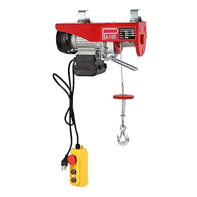 Electric Hoist, 220LBS Electric Winch with Single/Double Slings & Remote Control, 110V Electric Steel Wire Winch for Lifting in Factories, Warehouses, Construction Site, Mine Filed
