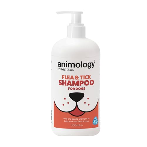 Animology Essentials Flea and Tick Dog Shampoo 500ml, Tea Tree and Neem Infused Coat Cleanser for All Breeds