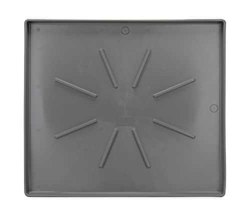 Image of Camco Low Profile Washing Machine Drain Pan with PVC Fitting, 29 inch x 33 inch ID and 31 inch x 35 inch OD - Protects Your Floors from Washing Machine Leaks - Easy to Use - Pewter - 20788
