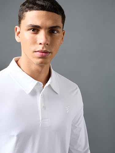 Image of TECHNOSPORT Mens Slim Fit Solid Full Sleeve Cotflex Polo T-Shirt for Regular and Casual Uses