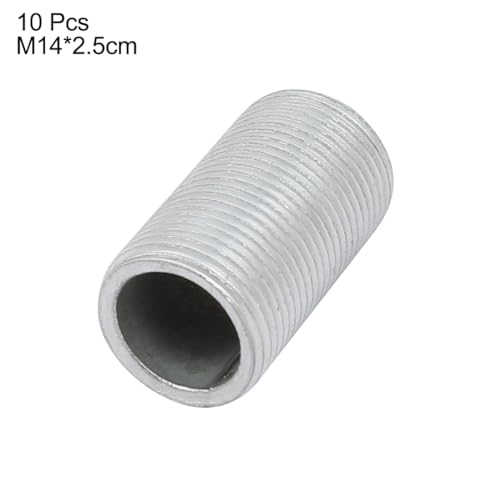 Image of uxcell Lamp Pipe Nipple, M14 Thread 25mm Length Hollow Lamps Repair Part Hardware for Lamp Lights, Zinc Alloy Silver Tone, Pack of 10