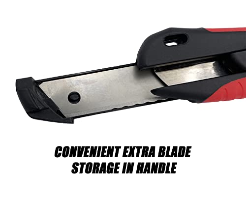 Rapid Tools 18Mm Snap-Off Utility Knife With 8 Blade Edge Serrated Razor Knife Blades And Acetone-Resistant Soft Grip Handle (1 Pack) #TOP3