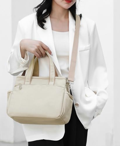 Large Canvas Tote Bag for Women Multi Pocket Messenger Shoulder Crossbody Handbag Bag with Zipper Work ping4