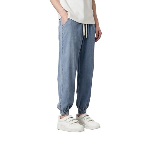 Skinny Jeans with Elastic Waist and Drawstring for Men and Women4