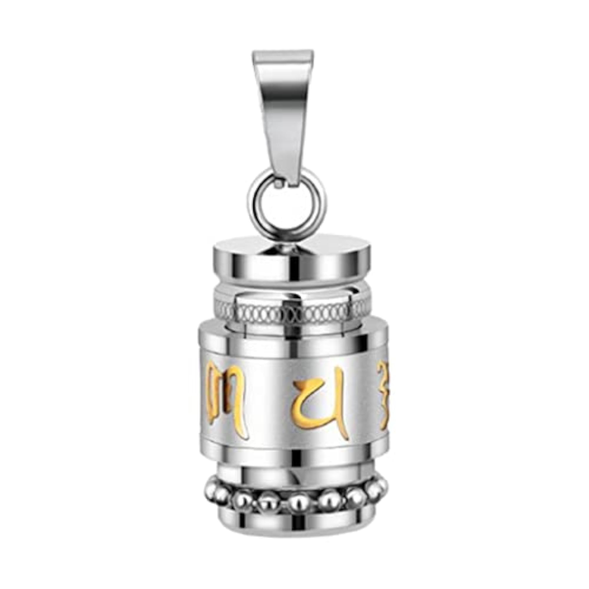 Titanium Steel Buddhism Shurangama Mantra Pendant Necklace, Silver