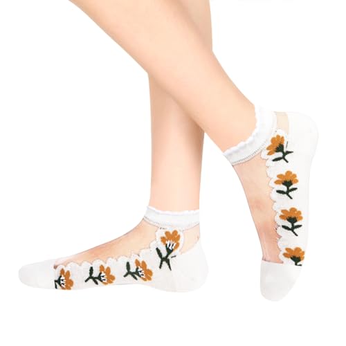 Image of Benefeet Sox Womens Sheer Socks Girls Lace Mesh Ankle Socks Transparent See Through Summer Sock Ultra Thin Nylon Short Sock