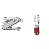 Victorinox 0.6221.26 Alox- Navaja suiza 5 funciones, color plateado & Nail Clipper Cortaúñas con 2 funciones, cortaúñas y agujero para colgar un cordón, de color rojo