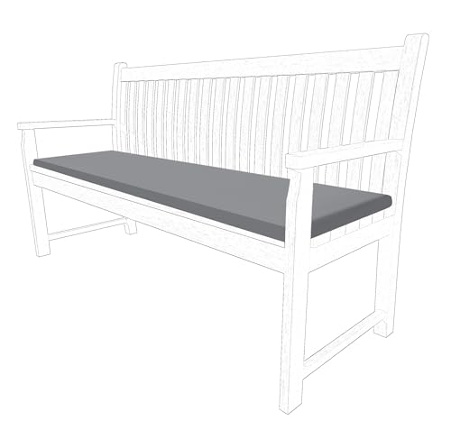 2 3 & 4 Seater Outdoor Garden Bench Cushion Water Resistant Patio Furniture Rectangle Bench Cushion Comfortable Seat Pad Soft Non-Slip Furniture Pad (Dark Grey, 4 Seaters)