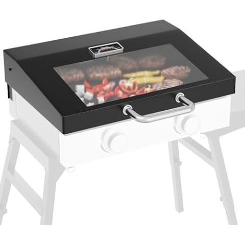 BBQ Future New Upgraded Clear View Griddle Lid for Blackstone 22 inch Griddle, Grill Hard Cover Hood with Thermometer and Handle for 22" Blackstone 1666 1813 1833 Griddle Station, Griddle Accessories Cover