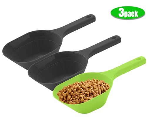 3PCS Dog Food Scoop, 1 Cup Plastic Pet Food Scoop with Measuring Lines 1/2 Cup and 1 Cup for Dogs, Cats, Birds and Rabbits (1 Green and 2 Black) 3PCS Dog Food Scoop, 1 Cup Plastic Pet Food Scoop with Measuring Lines 1/2 Cup and 1 Cup for Dogs, Cats, Birds and Rabbits (1 Green and 2 Black)