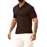 San paulo Men's Short Sleeve Solid Polo Shirt, Summer Fashion Golf Shirt A3KTKF Coffee