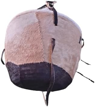 Large Agelgel Ethiopian Basket- Hand Made with natural grass straws and Cowhide cover BEST for Decoration and Gift- Ships.