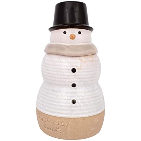 DEMDACO Snow Day Schneemann Weiß 30,5 x 16,5 cm Steinzeug Tischplatte Weihnachten Keksdose Cover