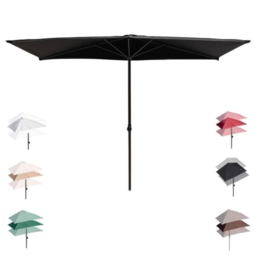 GSKDZG Parasole Da Parete A Metà 2m 2.5m 2.7m Ombrellone Da Giardino Rettangolare Ombrellone Da Spiaggia Regolabile In Altezza, Per Esterno, Patio, Balcone, Cortile(Black,200x100cm/6.5x3ft)
