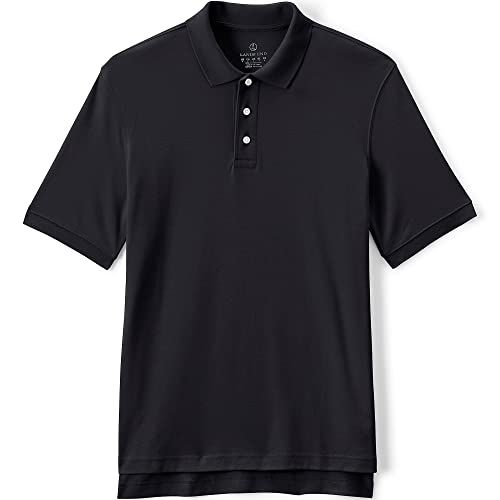 Lands' End School Uniform Men's Short Sleeve Interlock Polo Shirt Small Black #TOP4