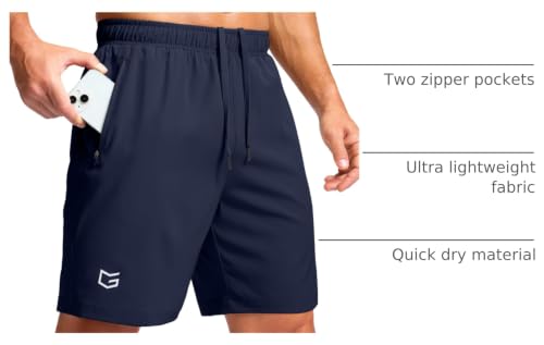 Image of G Gradual Men's Athletic Running Shorts with Zipper Pockets Quick Dry 7 inch / 5 inch / 9 inch Workout Gym Shorts for Basketball Hiking