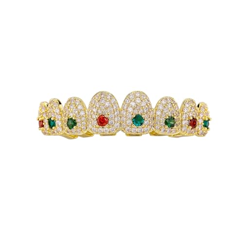 Grillz Hip Hop Multicolor con Piedras CZ 16K Dorado miniatura 1