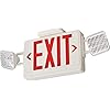 Lithonia Lighting Basics LED Exit Sign/Emergency Light Combo, Red/Green Switchable Exit Sign and Emergency Lights for Business, 2-Head Fixture, Square Lamp Heads, White (ECRG SQ M6)