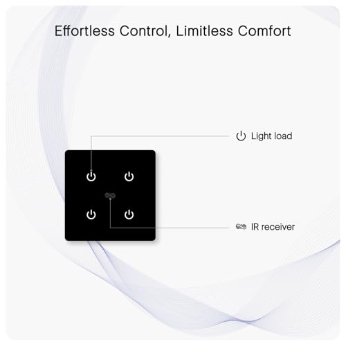 Image of IOTICS Smart Wifi Switch Board: 4 x Switch Module. Touch Control, Remote, App Control. Voice Compatible with Alexa & Assistant. Smart Touch Switch Board For Home Automation (Black)