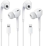 2-Pack Wired Earbuds for iPhone Headphones Earphones Nosie Reduction Built-in Microphone & Volume Control Headsets Compatible with iPhone 14/13/12/11/XR/XS/X/8/7/SE/Pro/Pro Max - White、