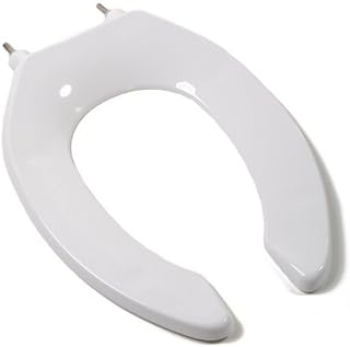 Commercial Quality Elongated Toilet Seat with Dacroment Plated Hinges Post and Check Hinges, White