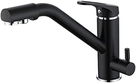 Rubinetto da cucina girevole a 360° con filtro dell'acqua, miscelatore a 3 vie, cromato e nero, purificatore ad alta pressione per acqua potabile pulita