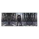 BROLEO Wolf In Snow Printing Extra Large Mouse Pad, Computer Office Anti Slip Gaming Keyboard Thickened Version 12x31.5in