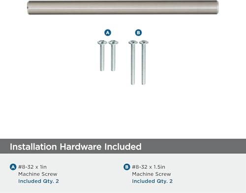 Image of Amerock 3-3 /4 inch Bar Pulls Sterling Nickel Drawer Pull | 3-3 /4 inch (96mm) Center-to-Center Mounting Distance and 6-1 /8 inches Overall Length, Durable Carbon Steel Cabinet Hardware