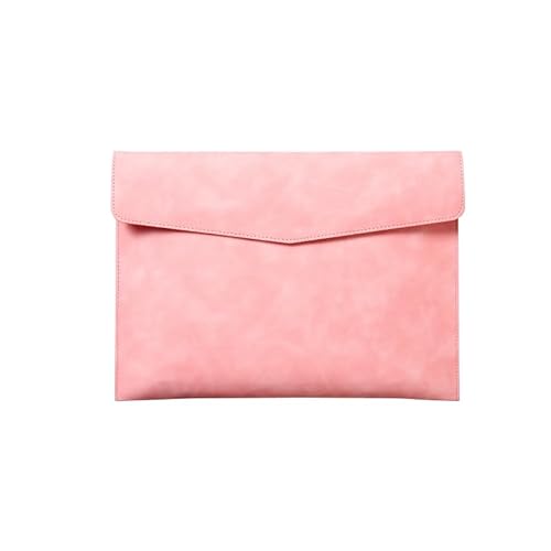 KOOLRIVER・ファイルケース A4 ファイルバッグ PUレザー バッグ プリント収納 分類収納 持ち運び 書類整理 オフィス用品 軽量 薄型 出張 外出時 通勤 通学(ピンク)