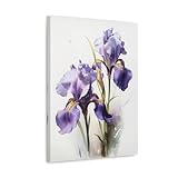 Purple Iris Flower Art Print, Flower Painting, Decor Floral Art Print Floral Wall Painting Artwork Botanical 108 Travel Poster Photo