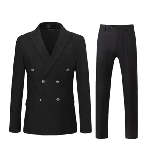 Men's 2 Piece Double Breasted Lace Lapel Wedding Business Ceremony Blazer and Suit2