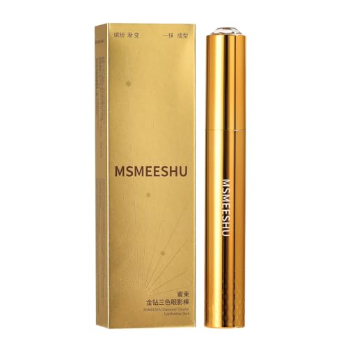MSMEESHU Eyeshadow Stick Makeup – Tri-Color Eye Shadow, Blendable Cream Glitter Eyeshadow Stick for Long-Wear Beauty Looks, Smudge-Resistant & Easy to Apply – Pearl Earth Tone