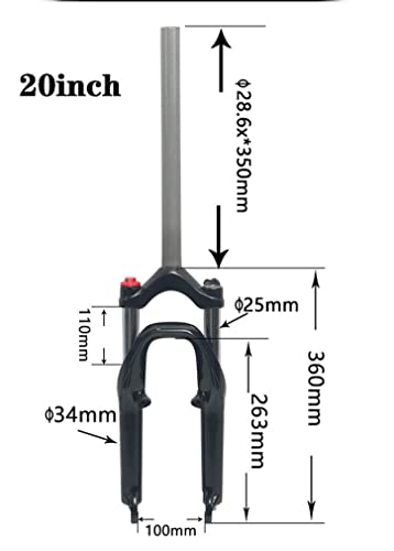 Lsrryd 20Inch Bmx Oil Spring Fork Disc/V Brake Folding Bicycle Suspension Forks 1-1/8 80Mm Travel Damping Adjust 9Mm Qr Manual Lockout Hl 2230G #TOP2