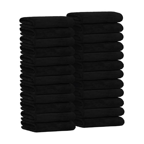 Avalon Towels Microfiber Salon Towel Black Hand Towels Bulk 24 Pack 16"x26" - Fleece Microfiber Hand Towel, Soft & Ultra-Absorbent Ideal for Facial Spa & Gym Work Out (Not Bleach Proof) by Avalon Towels - Used condition - US$26.21