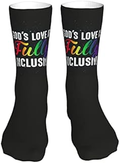 883 Compression Socks God'S Love Is Fully Inclusive Lgbt Gay Pride Calf Socks Breathable Athletic Socks Soft Crew Socks For Trekking Hiking Jogging 40cm
