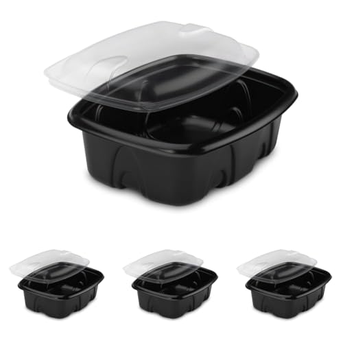 GUILLIN – ARCHIPACK BCKNP371 – Bolsa de 30 Cajas de 375 ml con Tapa Independiente, microondulable, Polipropileno, Negro, 14 x 10,9 x 4,5 cm (Paquete de 4)