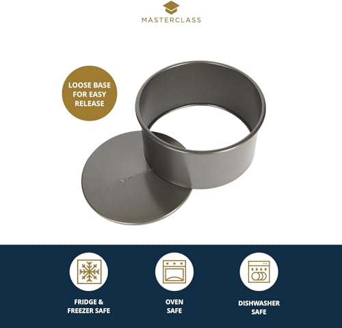 MasterClass KCMCHB11 18 cm Deep Cake Tin with PFOA Non Stick and Loose Bottom, 1 mm Carbon Steel, 6 Inch Round Pan, Grey - Image 4