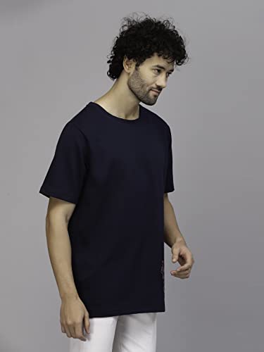 Image of Rigo Back Printed Half Sleeves Round Neck Oversized T-Shirt for Men | Drop Shoulder T-Shirt for Men | Loose Baggy Fit T-Shirt for Men