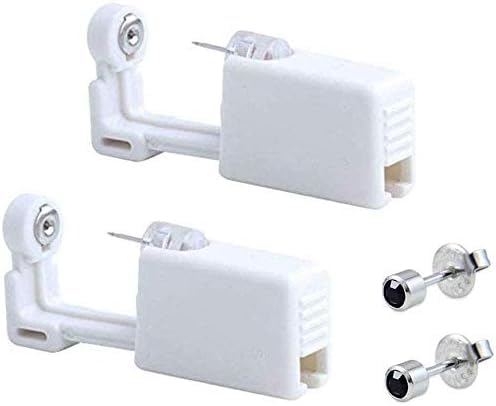 Rayibuir2 Pack Sterile Ear Piercing Gun Disposable Self Ear Piercing Gun Kit Safety Ear Piercing Gun Kit Tool (Black)