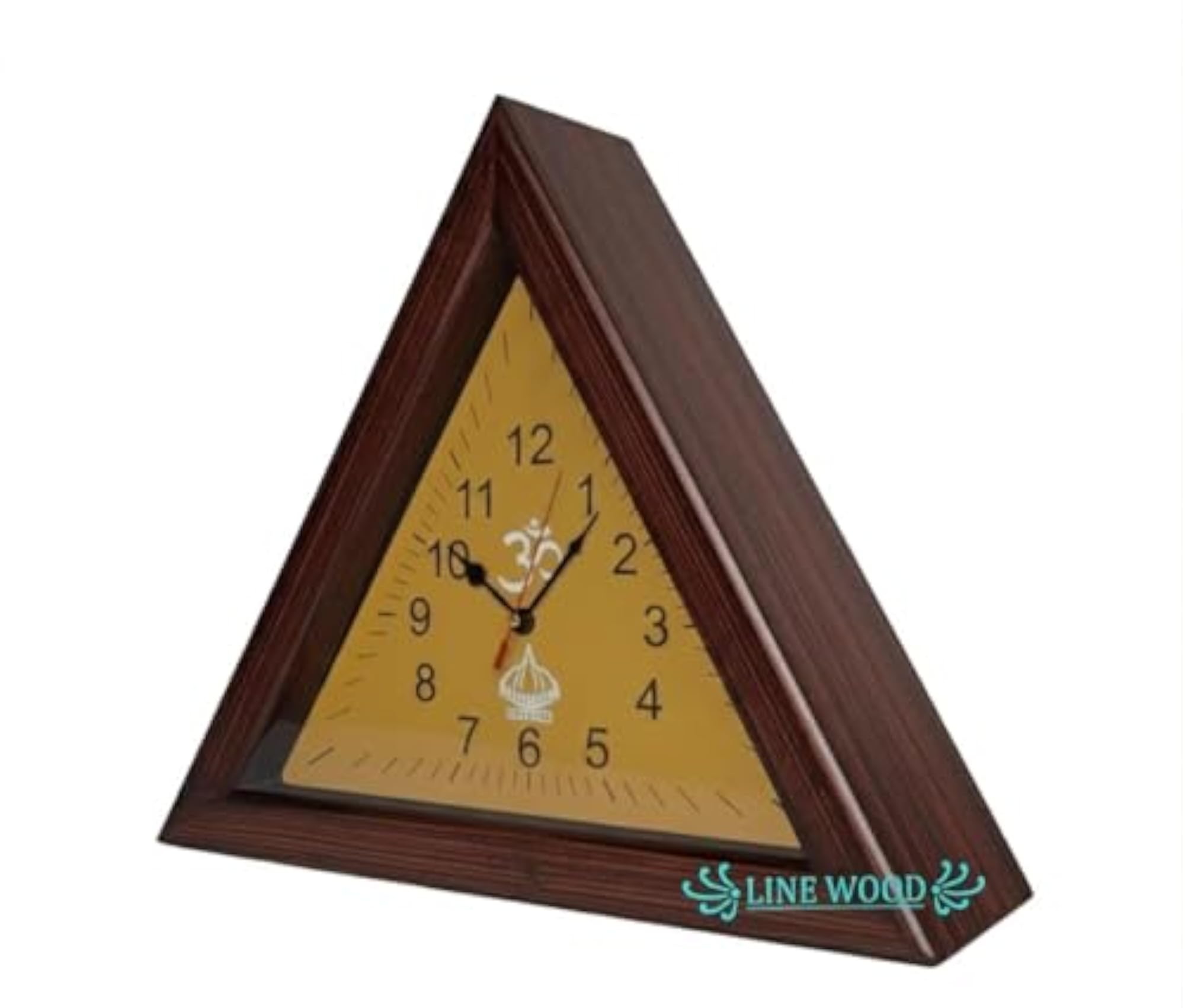 Handmade Triangular Wooden Wall Clock, 12 Inch