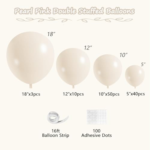 Image of 108Pcs Double Stuffed White Sand Balloon Garland Arch Kit