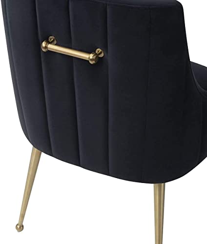 Mexiya Irina Dining Chair Modern Black Grey Easy Clean Velvet Upholstered Side Chair With Brushed Gold Leg #TOP5
